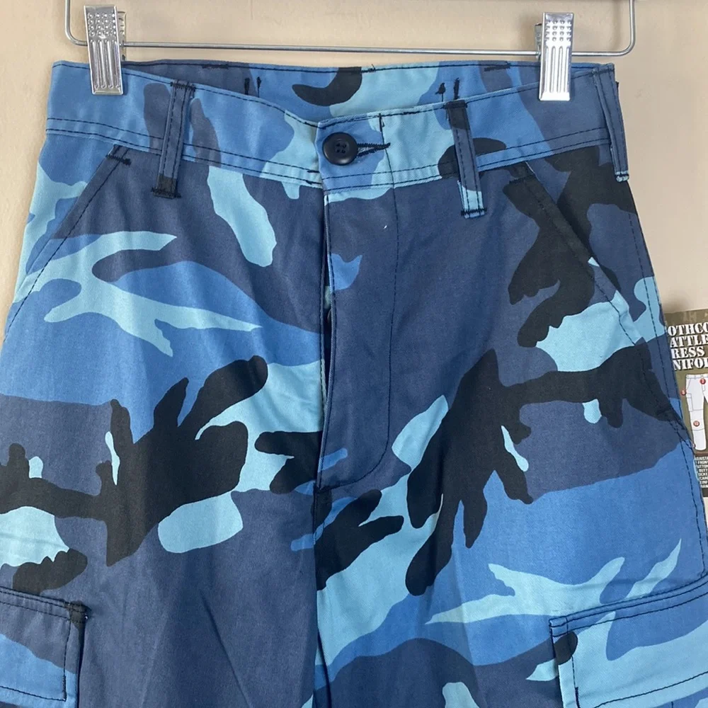 Rothco Military Sky Blue Camo High Rise Adjustable Waist Cargo Jogger Sweatpants - Picture 9 of 14